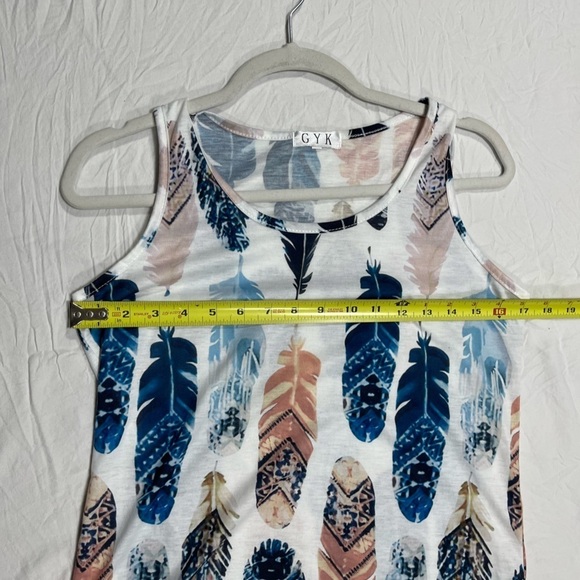 GYK Women’s multi color feather print tank top in size S - Picture 8 of 13